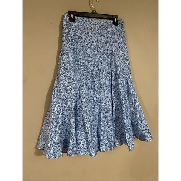 Charter Club Blue Print A Line Skirt Vintage Size 8P - Picture 1 of 7